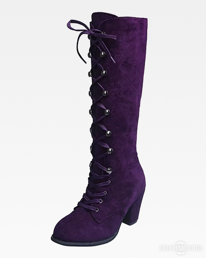 Lila Steampunk Stiefel