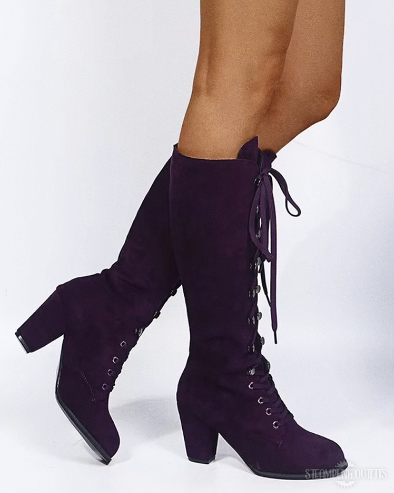 Lila Steampunk Stiefel