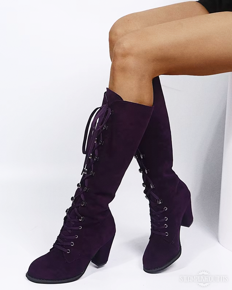 Lila Steampunk Stiefel