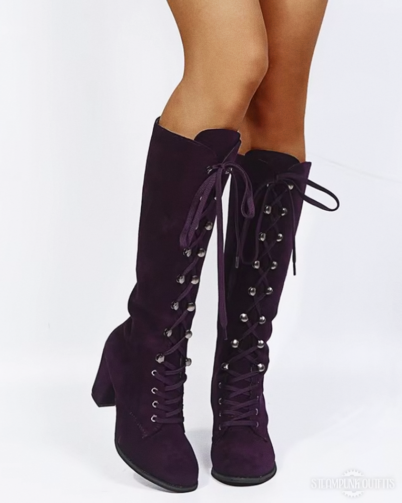 Lila Steampunk Stiefel