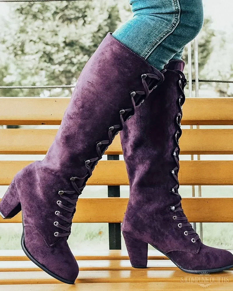 Lila Steampunk Stiefel