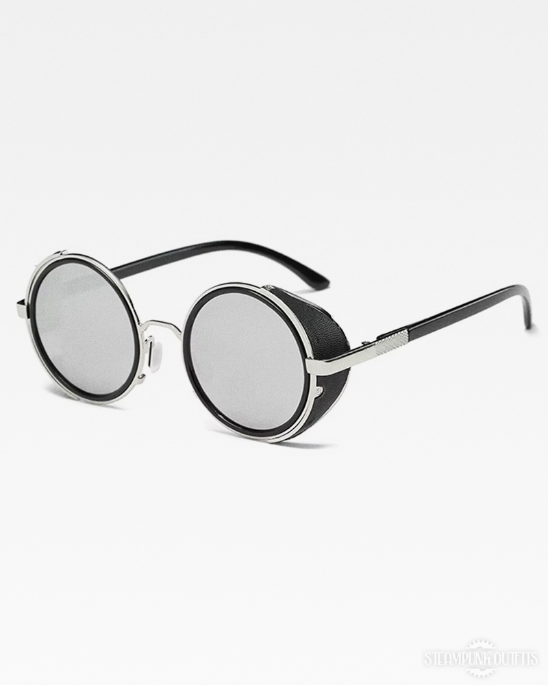 Runde Sonnenbrille mit Leder Seitenschutz