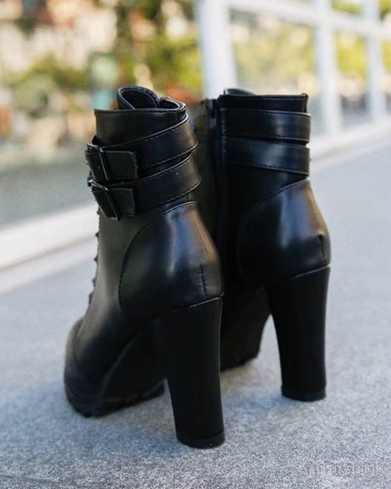 Schwarze Steampunk Stiefeletten