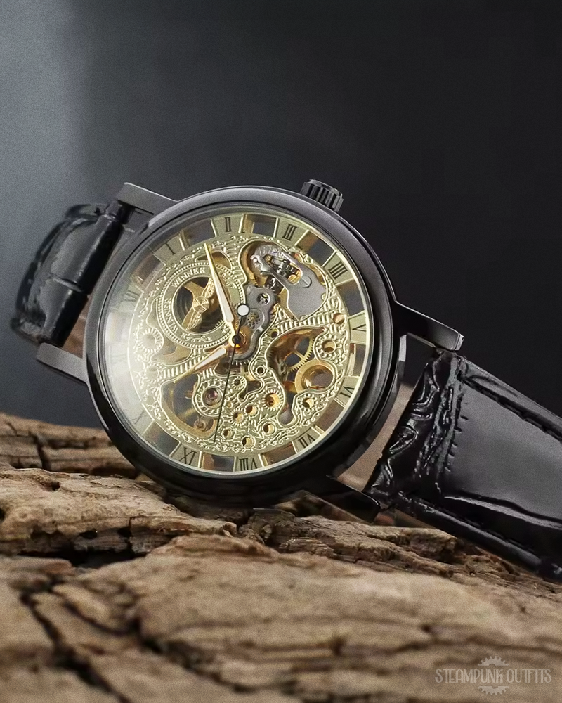Schwarze Steampunk Uhr