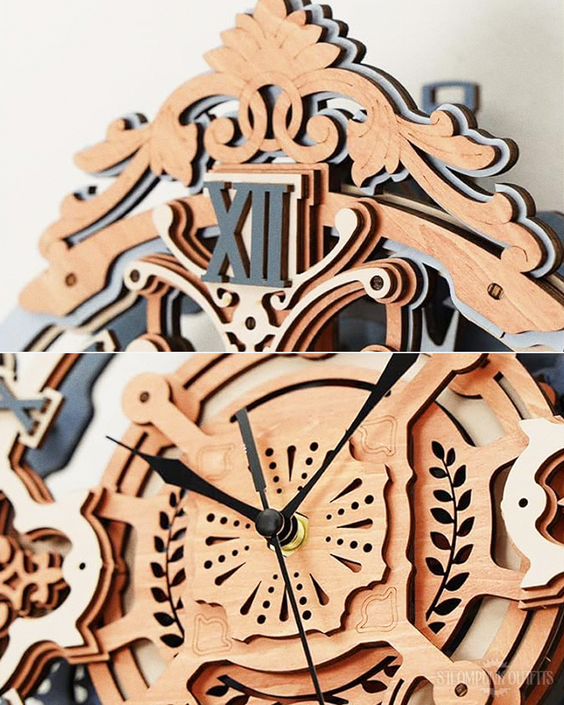 3D Holz Wanduhr