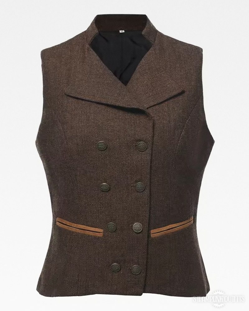 Braune Steampunk Weste für Damen