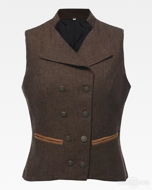 Braune Steampunk Weste für Damen