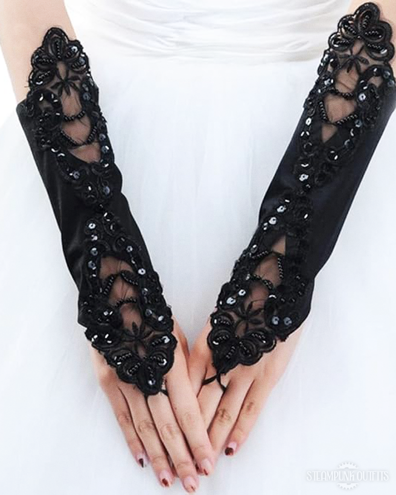 Fingerlose Steampunk Spitzenhandschuhe