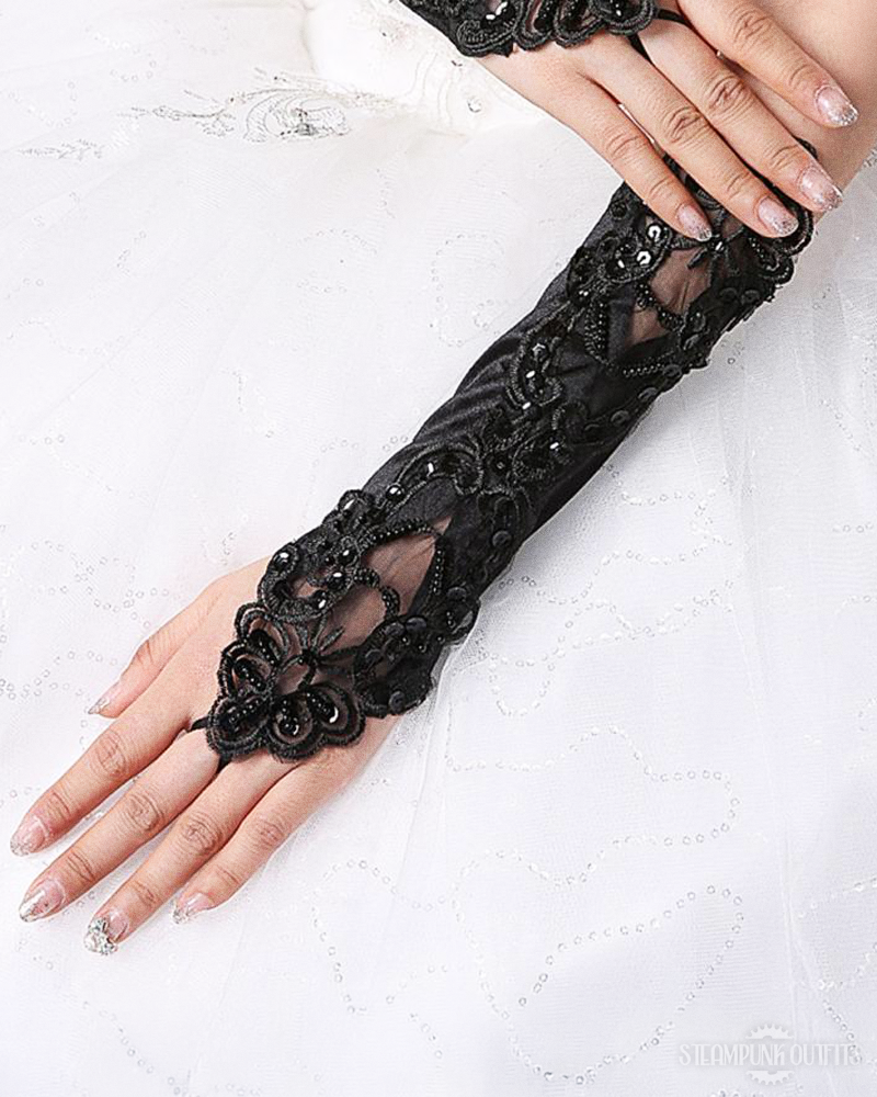 Fingerlose Steampunk Spitzenhandschuhe