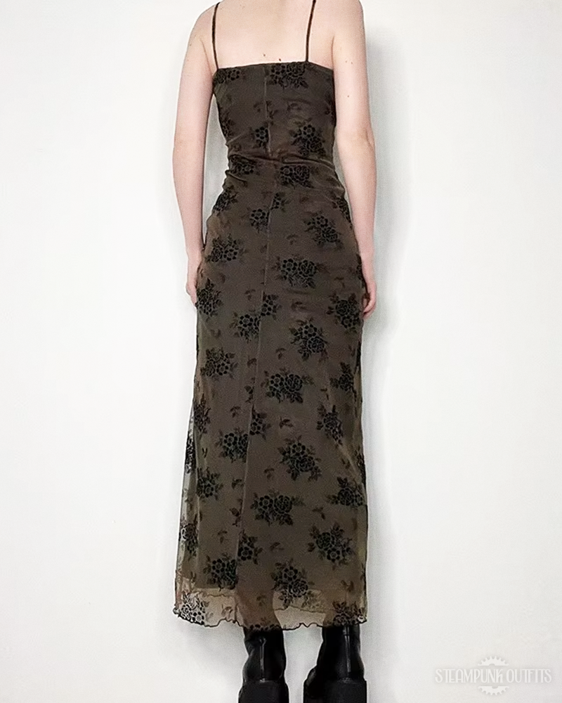 Gothic Steampunk Kleid mit Blumen