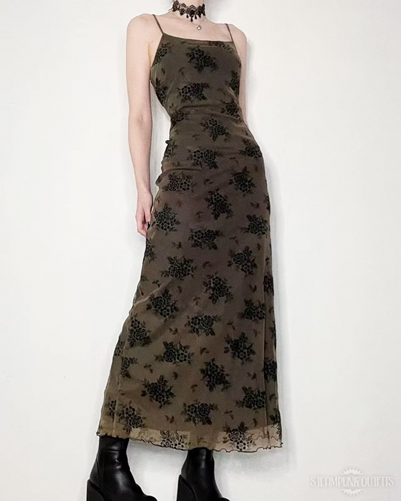 Gothic Steampunk Kleid mit Blumen