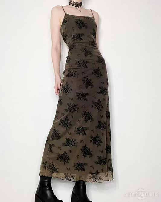 Gothic Steampunk Kleid mit Blumen