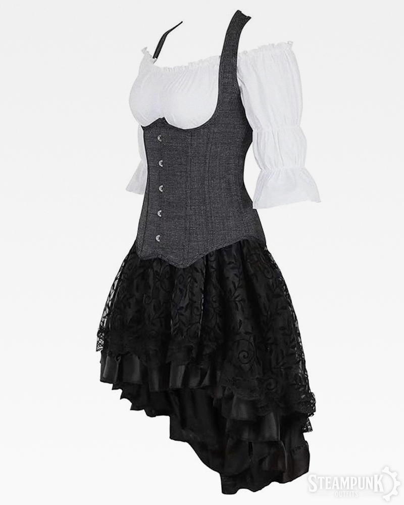 Graues Steampunk Kostüm