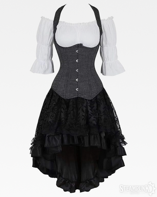 Graues Steampunk Kostüm