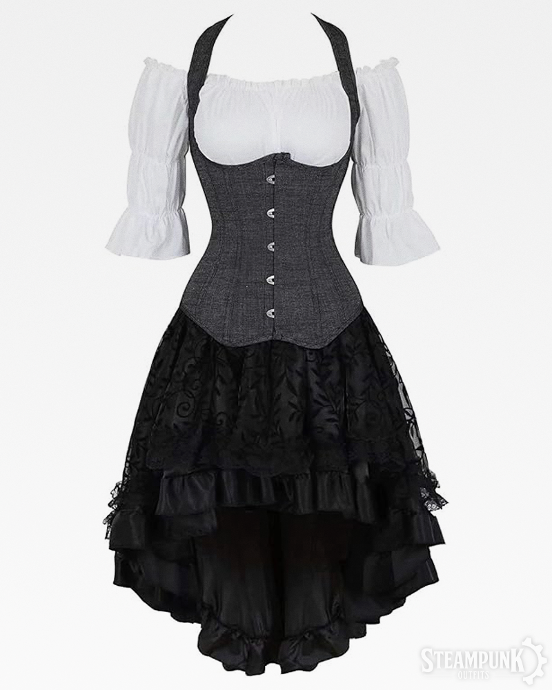 Graues Steampunk Kostüm