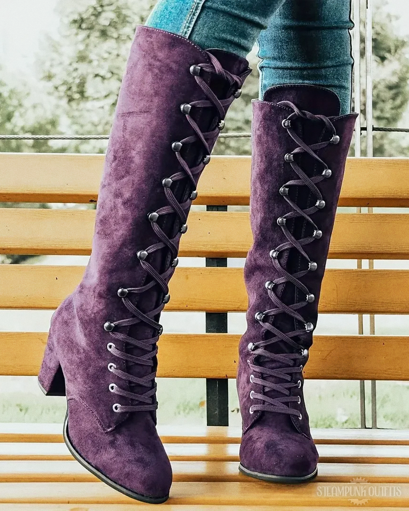 Lila Steampunk Stiefel