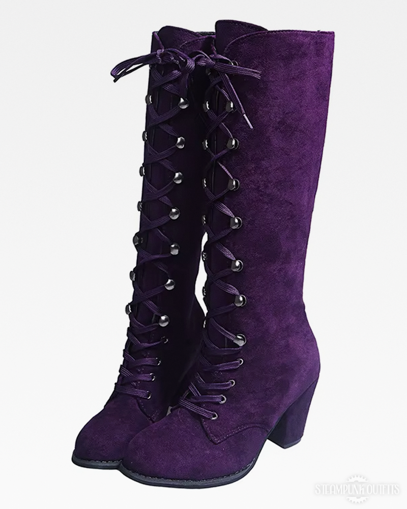 Lila Steampunk Stiefel