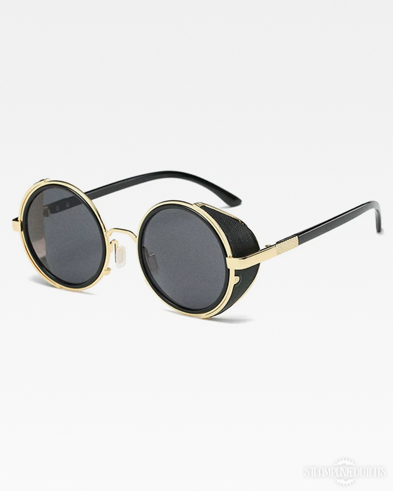 Runde Sonnenbrille mit Leder Seitenschutz
