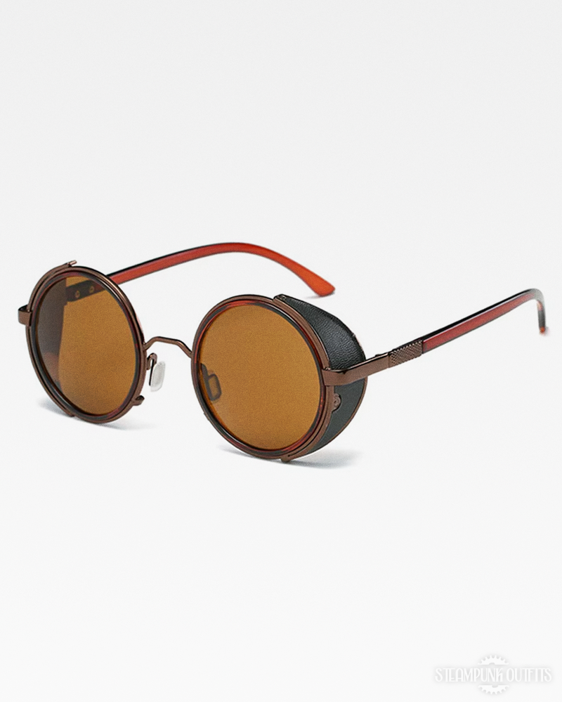 Runde Sonnenbrille mit Leder Seitenschutz