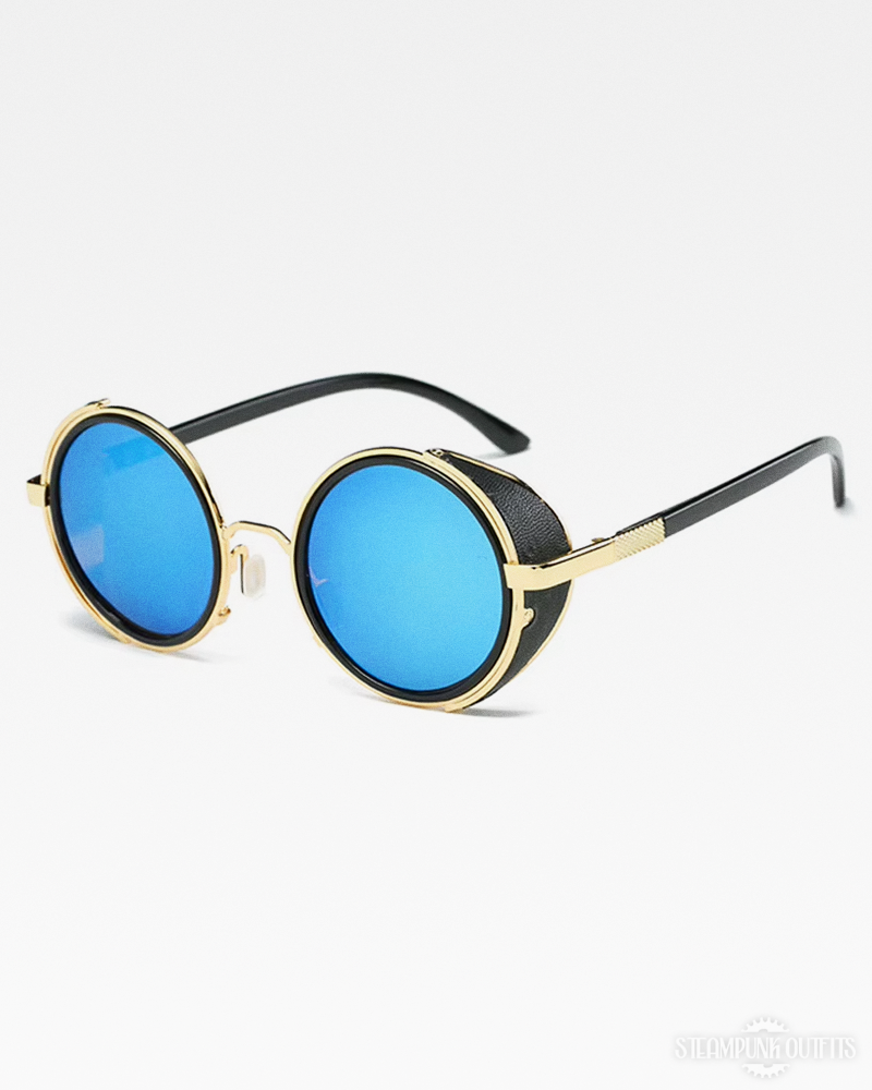 Runde Sonnenbrille mit Leder Seitenschutz
