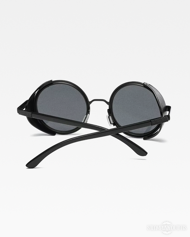 Runde Sonnenbrille mit Leder Seitenschutz