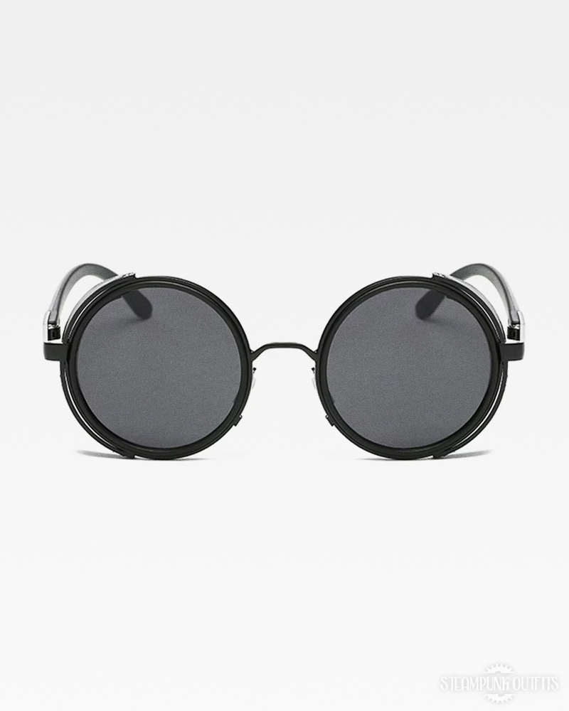 Runde Sonnenbrille mit Leder Seitenschutz