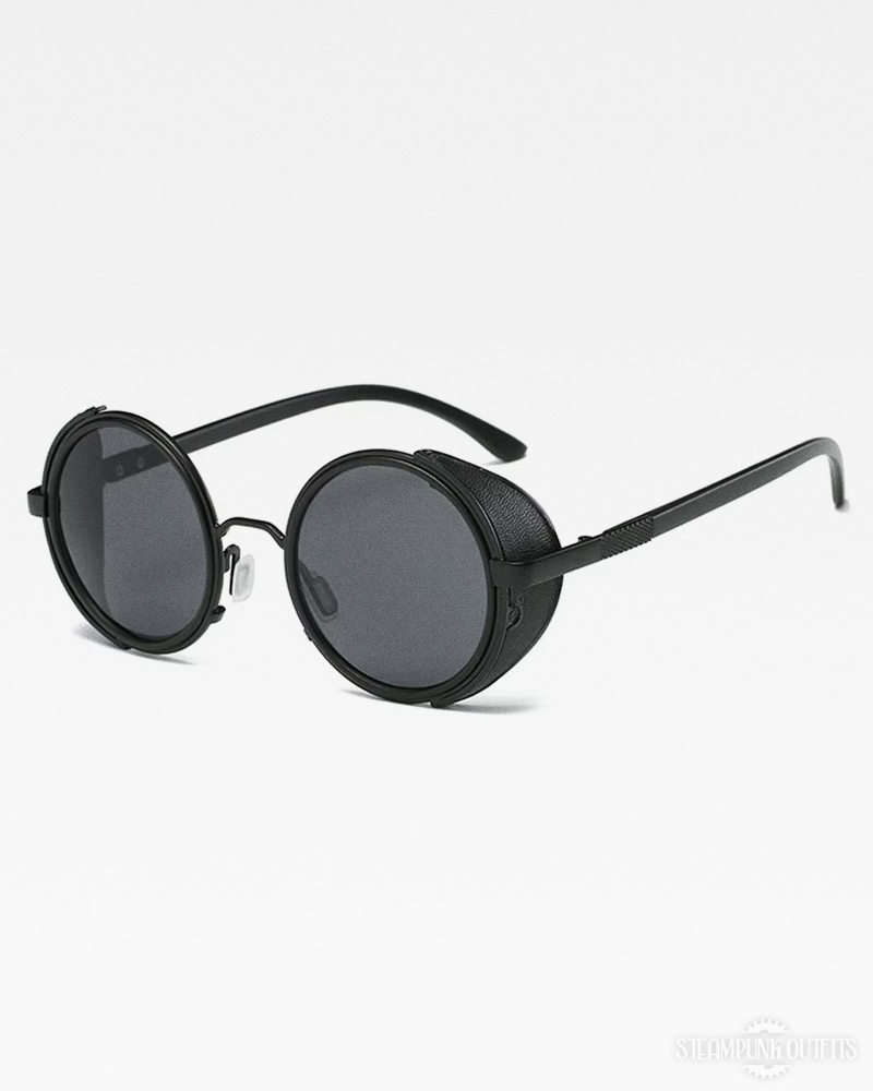 Runde Sonnenbrille mit Leder Seitenschutz