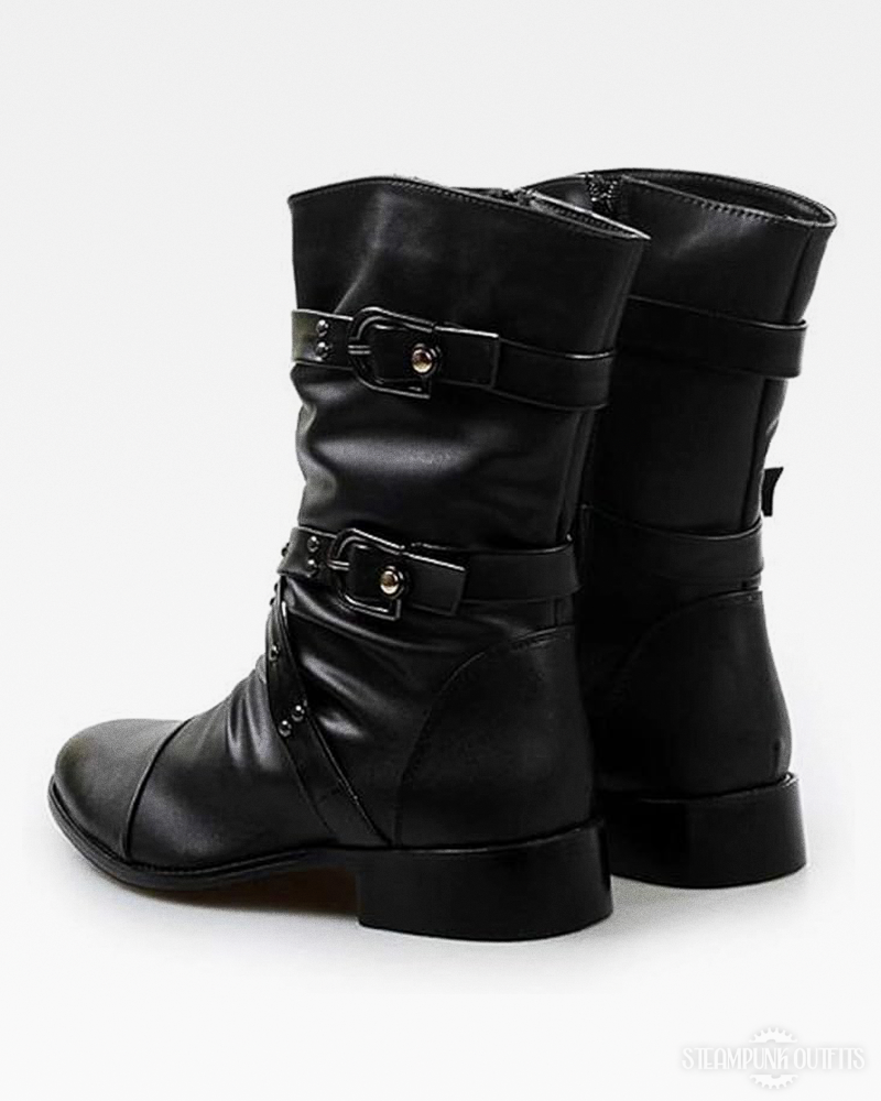 Schwarze Steampunk Stiefel