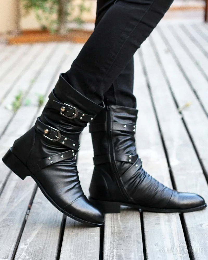Schwarze Steampunk Stiefel