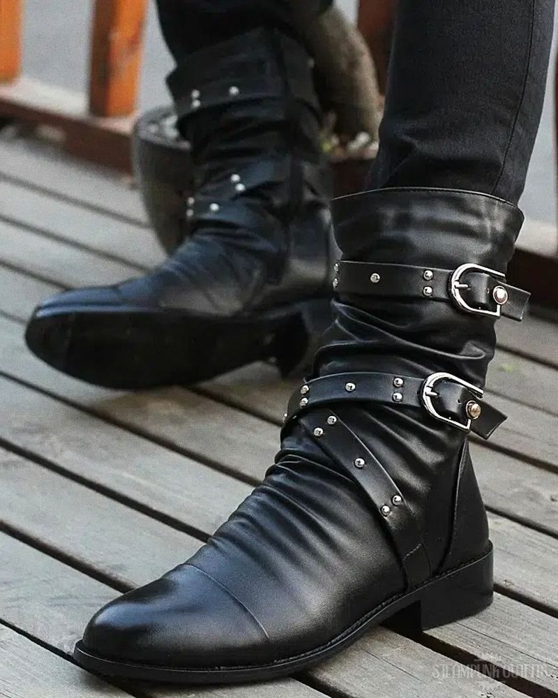 Schwarze Steampunk Stiefel