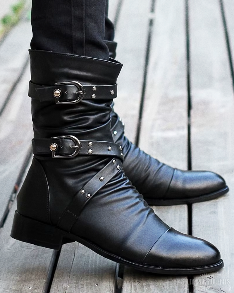 Schwarze Steampunk Stiefel
