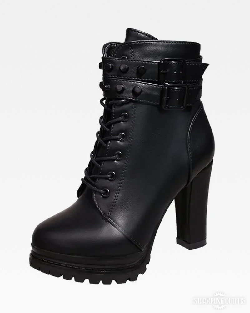 Schwarze Steampunk Stiefeletten