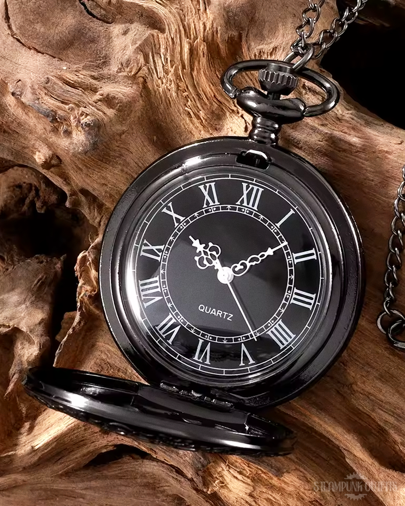 Schwarze Steampunk Taschenuhr
