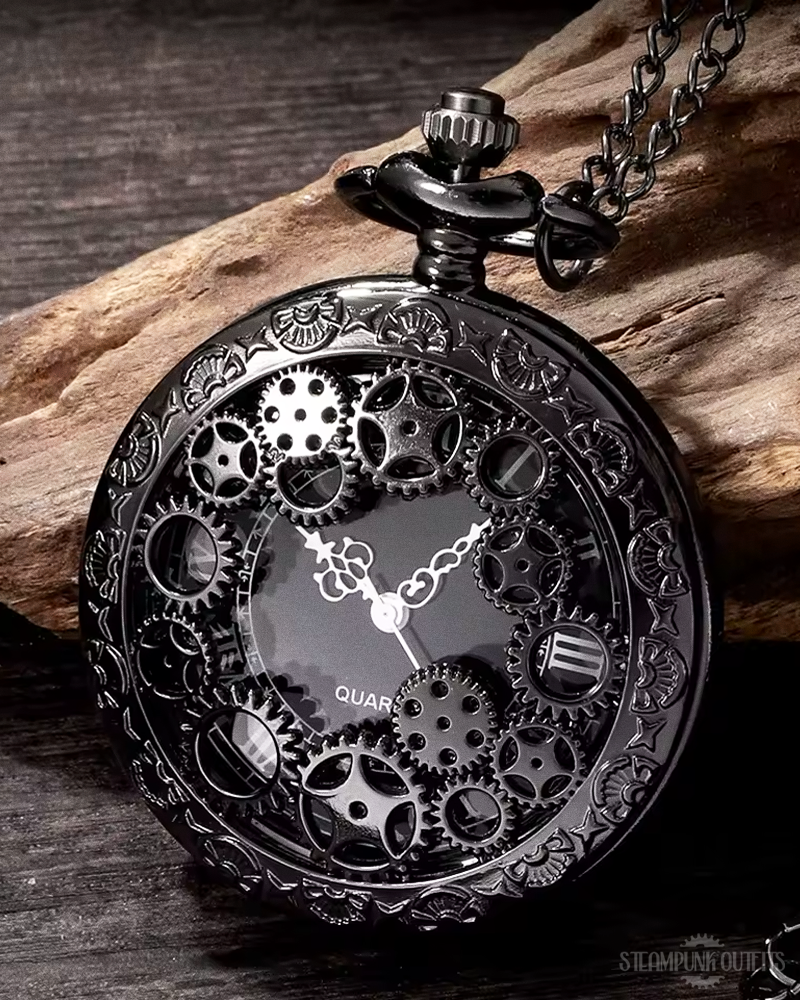 Schwarze Steampunk Taschenuhr