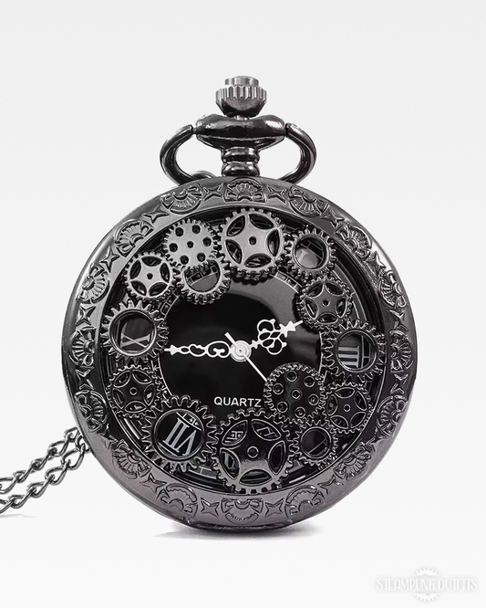 Schwarze Steampunk Taschenuhr