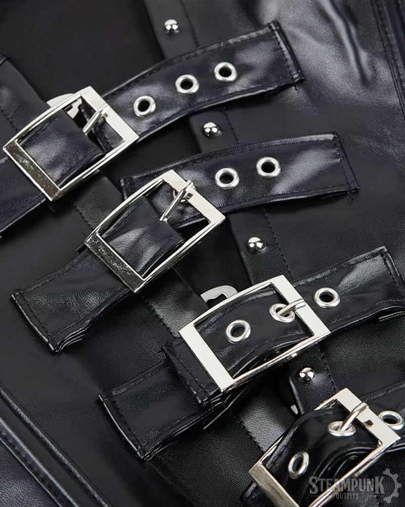 Schwarzes Steampunk Unterbrust Corsage