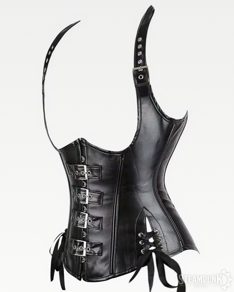 Schwarzes Steampunk Unterbrust Corsage