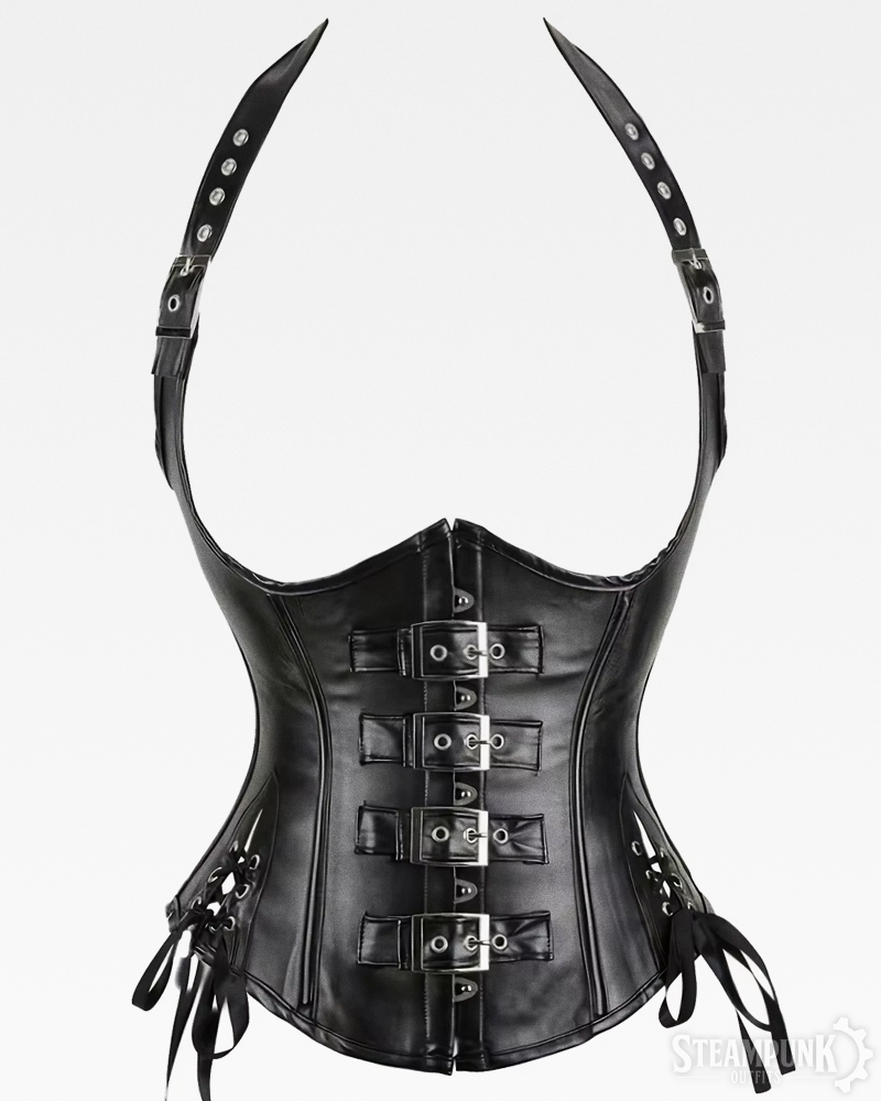 Schwarzes Steampunk Unterbrust Corsage
