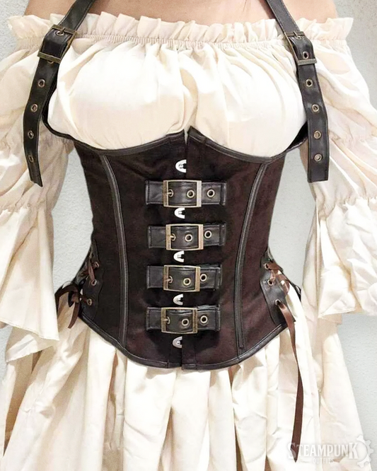 Steampunk Corsage Braun