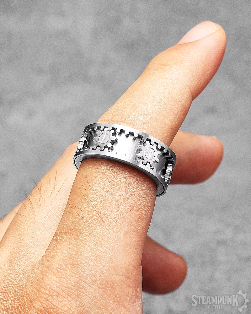 Steampunk drehbarer Zahnrad Ring