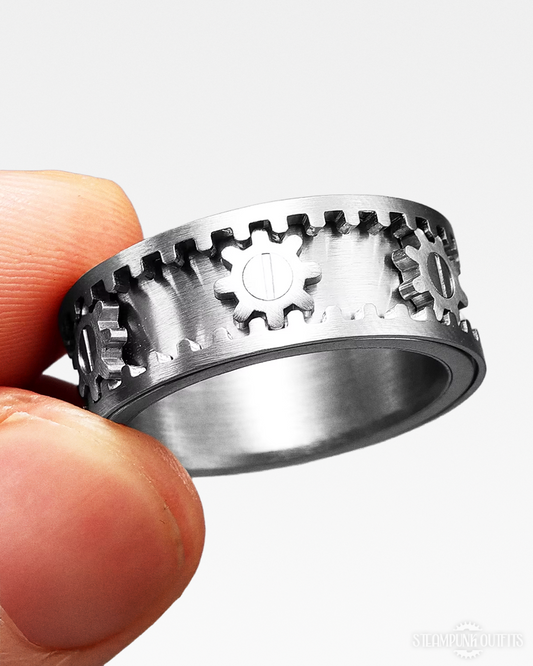 Steampunk drehbarer Zahnrad Ring