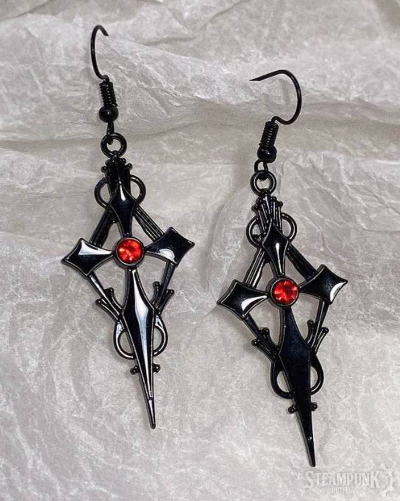 Steampunk Gothic Kreuz Ohrringe