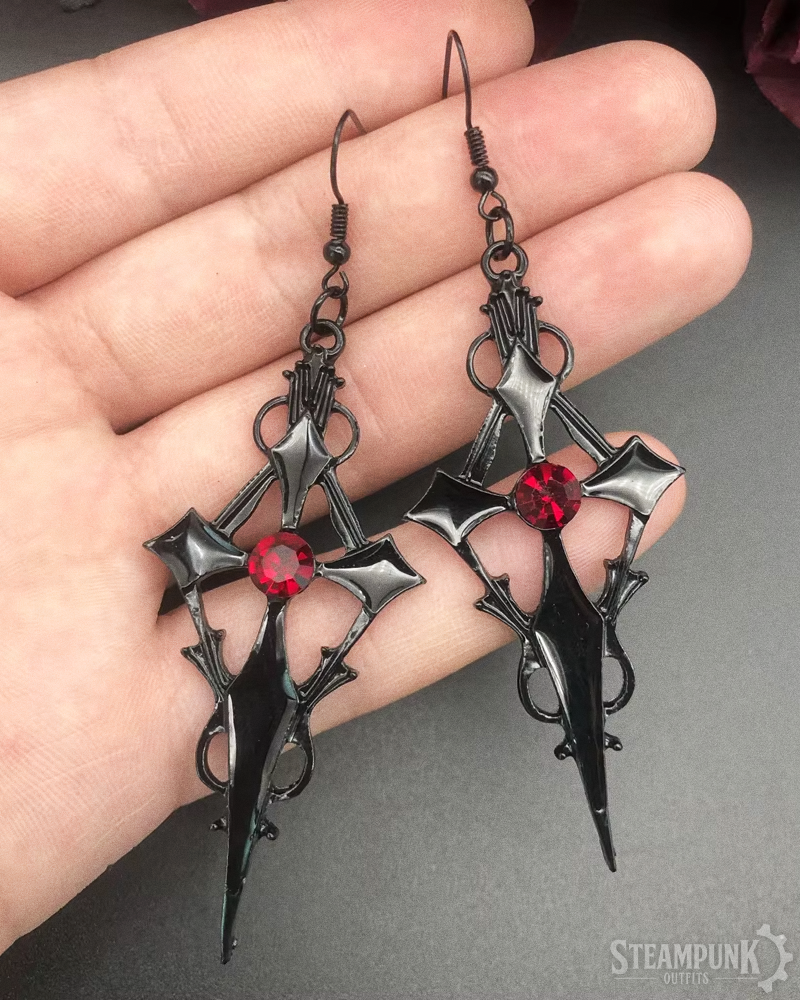Steampunk Gothic Kreuz Ohrringe