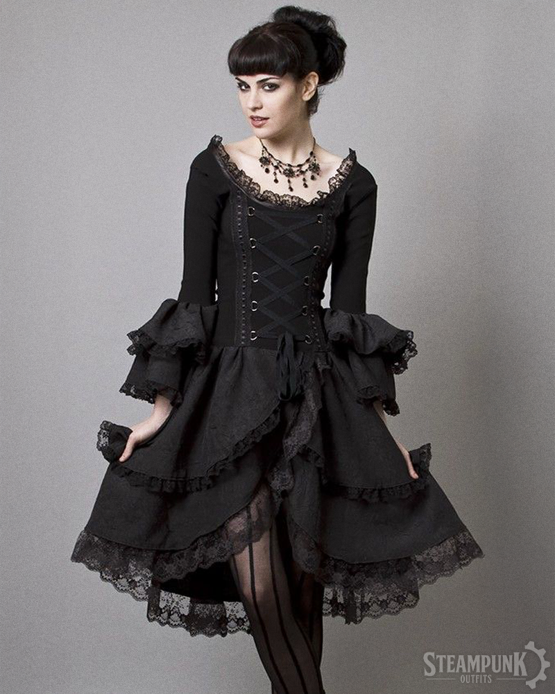 Steampunk Kleid Schwarz