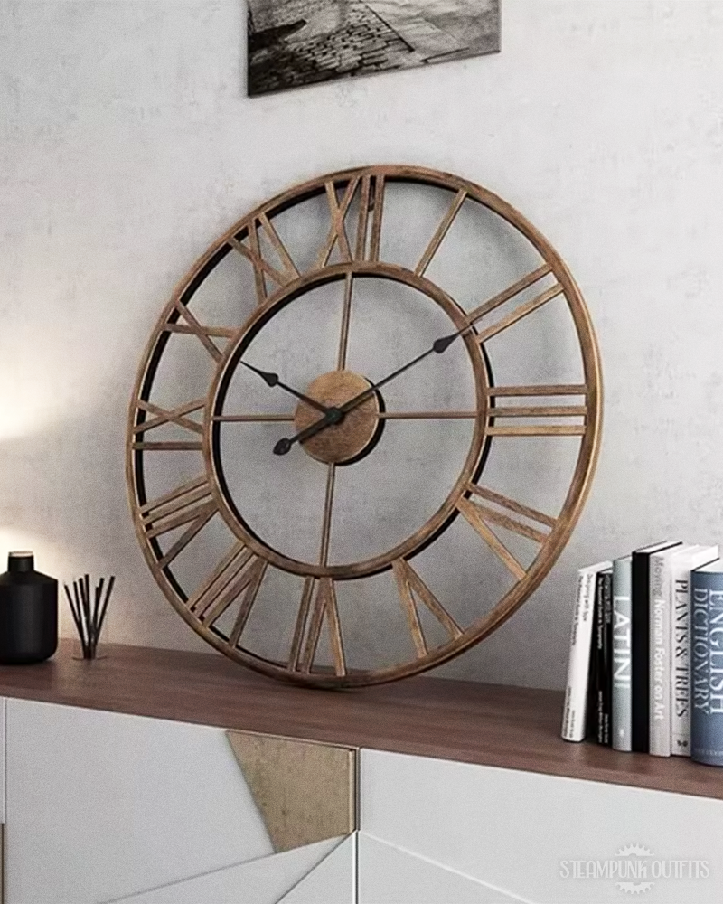 Steampunk Metall Uhr mit römischen Zahlen