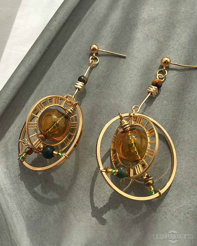 Steampunk Planeten Ohrringe