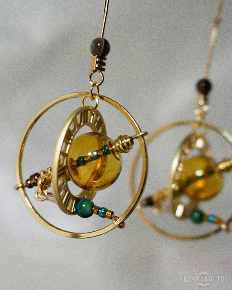 Steampunk Planeten Ohrringe