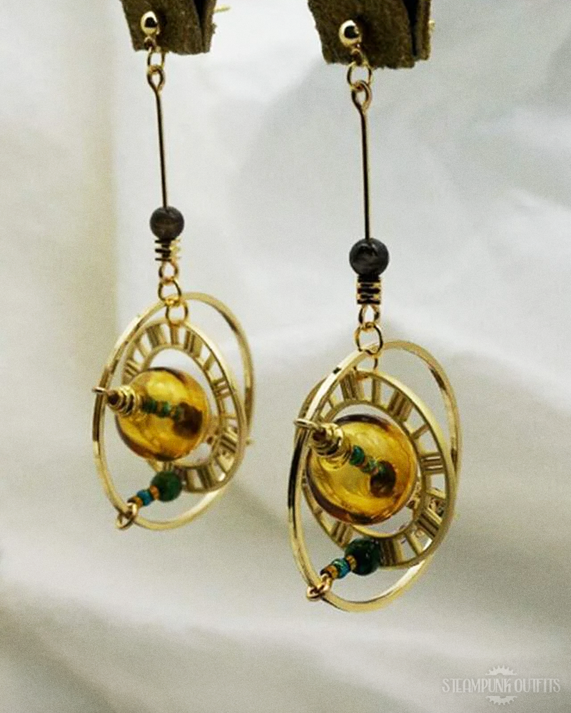 Steampunk Planeten Ohrringe