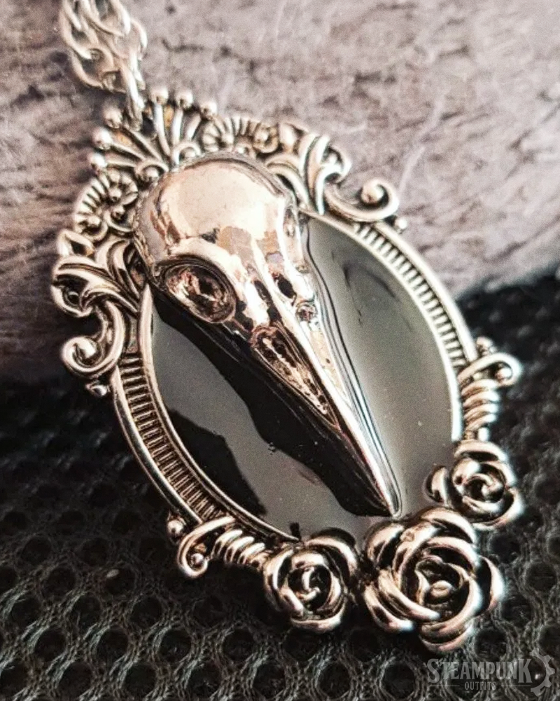 Steampunk Raben Schädel Halskette