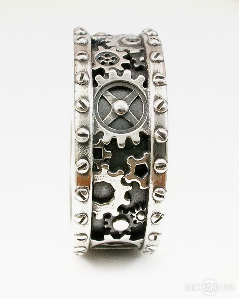Steampunk Ring mit Zahnrädern
